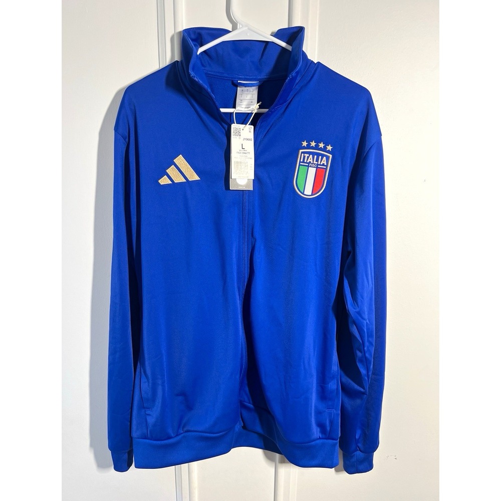 adidas Italy FIGC DNA Track Jacket Mens L Blue Gold JY9660 NWT Soccer